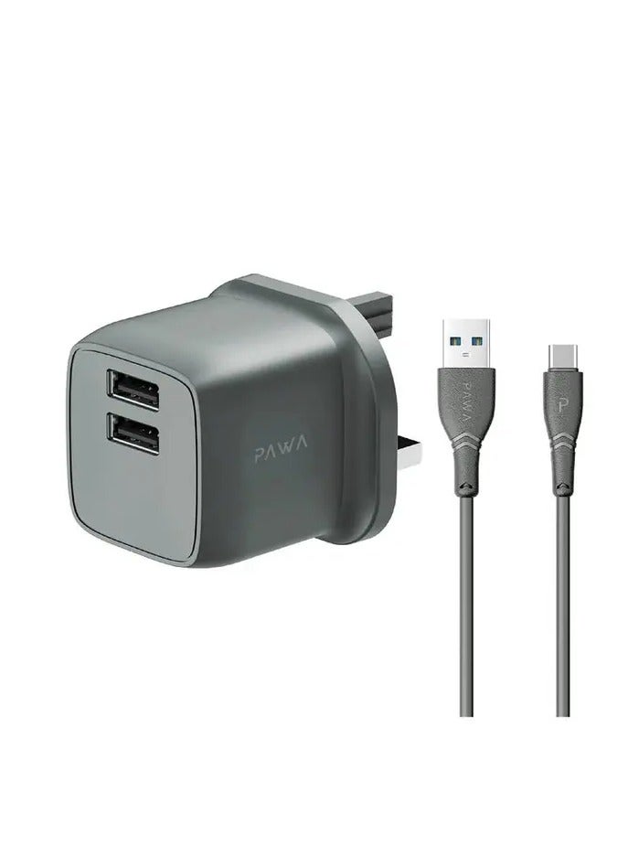 Wall Charger, Dual USB Charger, USB-C to USB-A Cable, Fast Charging, ABS Material, Mini Size, Low Temperature Protection, Short Circuit Protection