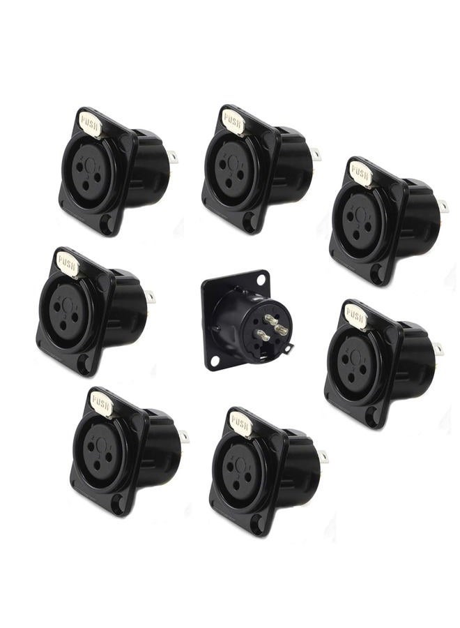 GDQLCNXB XLR Female Jack 3 Pin Panel Mount Jacks, XLR Female Socket Connector 8Pcs,Black Metal Housing. - Image 1