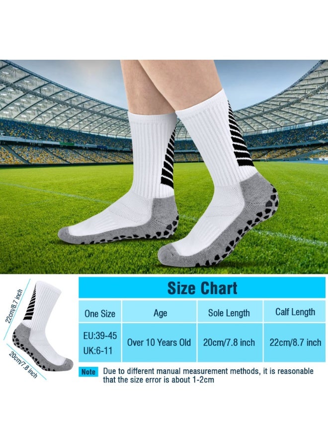 3 Pairs Anti Slip Football Sport Socks – Breathable Anti Blister Grip Socks for Men Women – Non Slip Trainer Socks – Cushion Athletic Soccer Socks for Basketball, Hiking, Walking, Running, Rugby (White) - Image 2