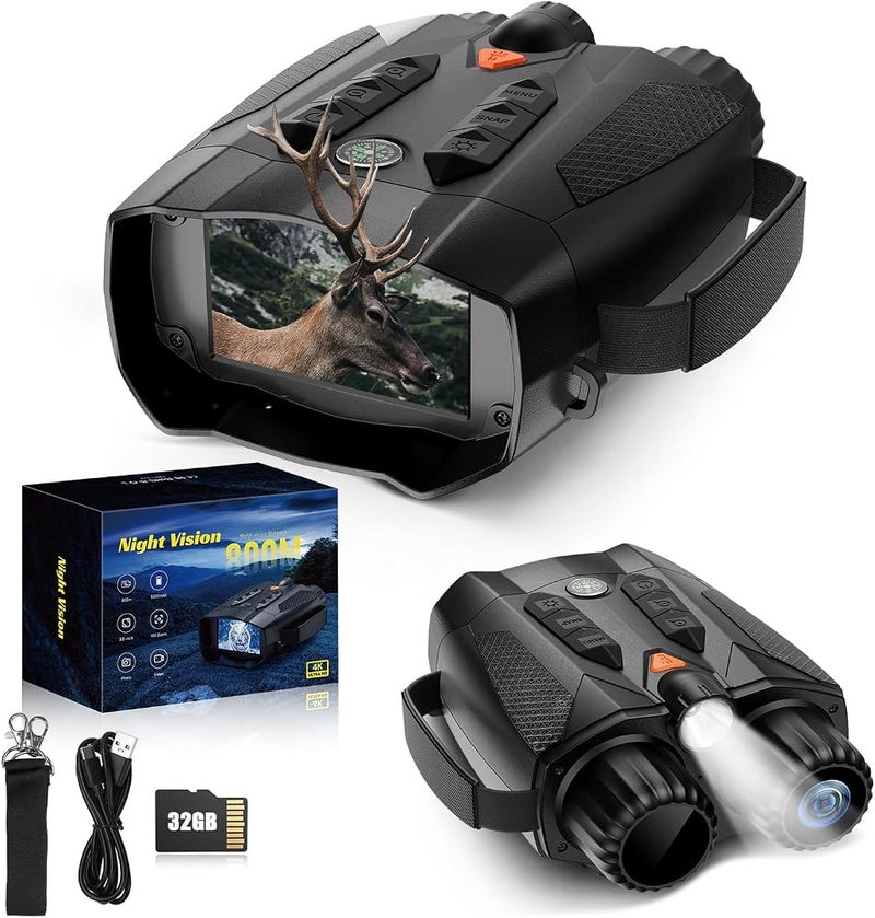 LBOYLOVE Night Vision Goggles, 4K Digital Infrared Night Vision Binoculars with 3.2"IPS Screen, 48MP Photo & 2MP Video, 8X Digital Zoom and 32GB TF Card, Suitable for Hunting, Camping & Security - Image 1