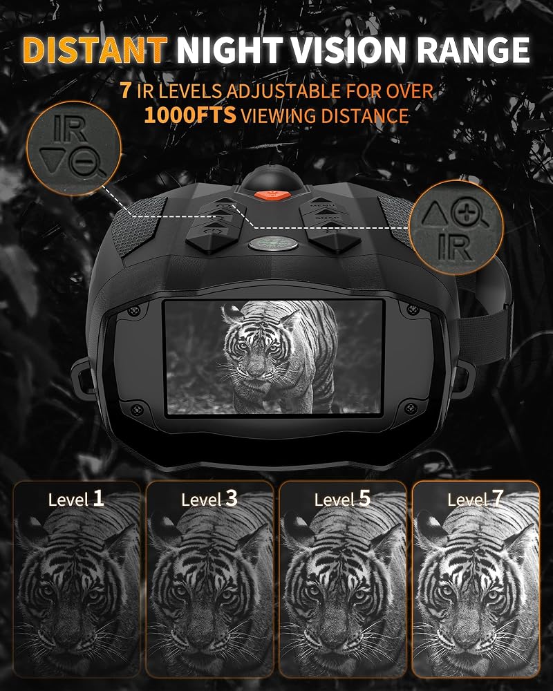 LBOYLOVE Night Vision Goggles, 4K Digital Infrared Night Vision Binoculars with 3.2"IPS Screen, 48MP Photo & 2MP Video, 8X Digital Zoom and 32GB TF Card, Suitable for Hunting, Camping & Security - Image 4