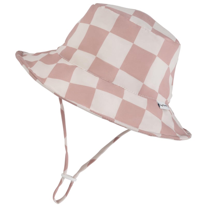 Tiny Twinkle Sun Hat - Adjustable Brim Toddler Sun Hat with UPF 50+ UV Protection (Beige Checkers, 9-18 Months) - Image 1
