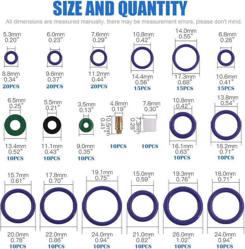 Glarks 225Pcs Rubber O-Ring and Washer Assortment Kit - Image 2