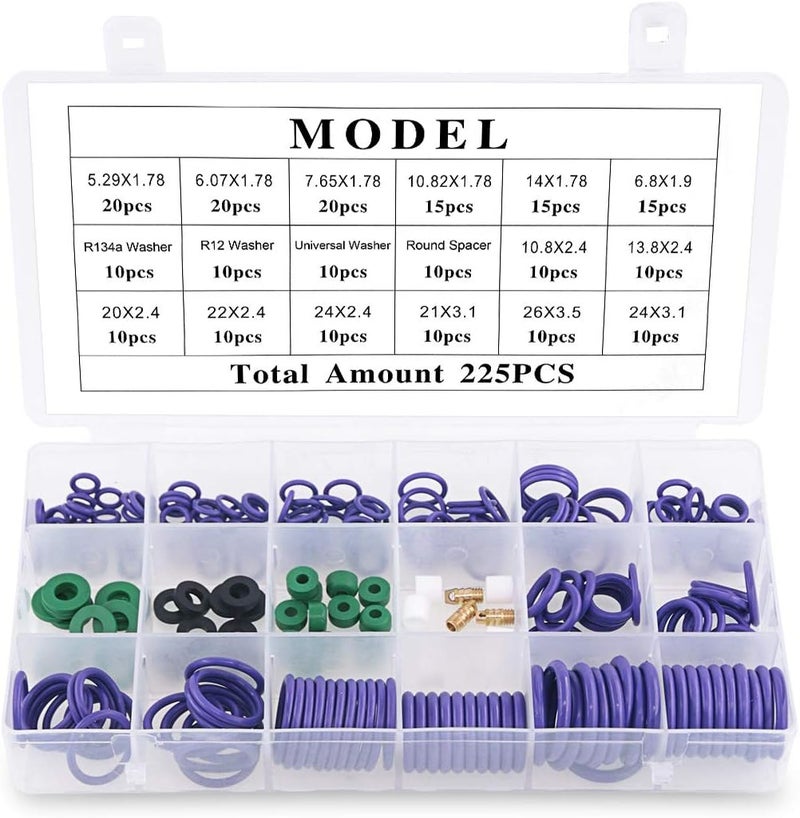 Glarks 225Pcs Rubber O-Ring and Washer Assortment Kit - Image 1