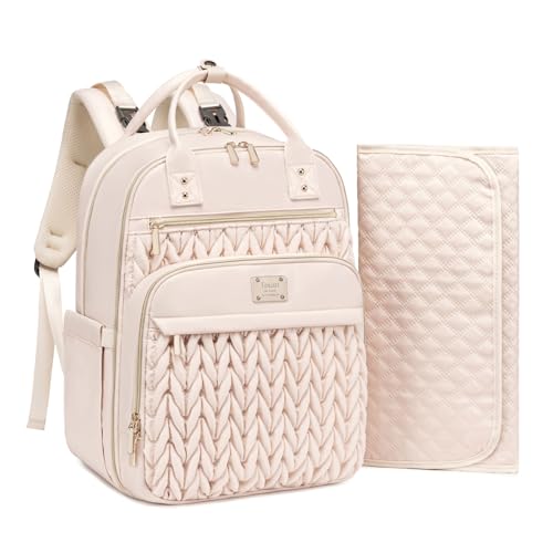Tealari Diaper Bag Backpack,Stylish Baby Diaper Bag,Waterproof Travel Diaper Backpacks Baby Bags with Changing Pad,Stroller Straps,Insulated Pockets (Beige) - Image 1