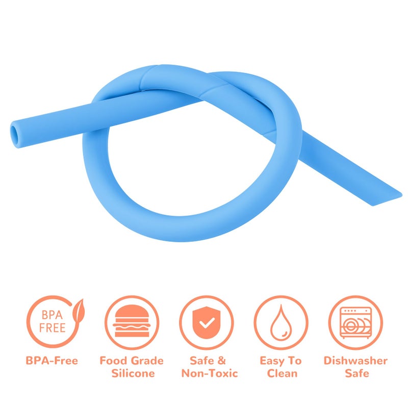 NiHome 14PCS Bent Silicone Straws Fit for Stanley 40oz 30oz Tumbler, 14â€ Extra Long Reusable Drinking Straw, Flexible Can Cut Length for 1/Half Gallon 75 64 OZ Large Water Bottle, 2 Brushes (Morandi) - Image 5