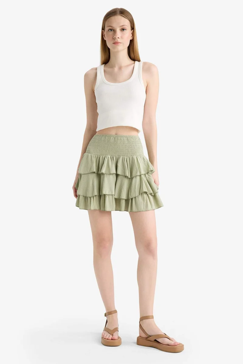 DeFacto Normal Waist Crinkle Flounce Viscose Mini Skirt