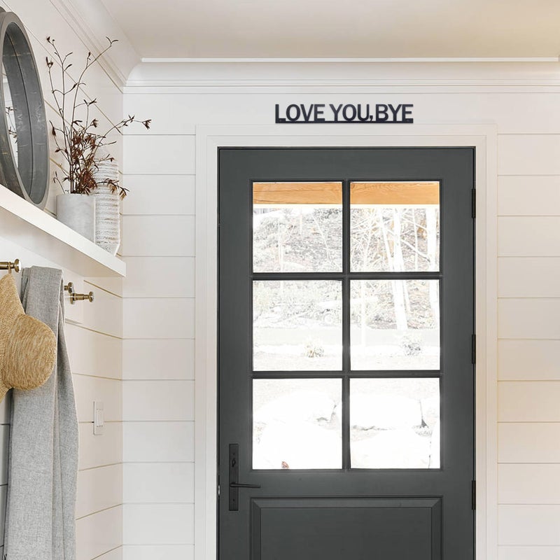 Natrlart Love You Bye Sign Above Door Wall Decor for Home, Metal Boho Wall Decor Express Love and Warm Family Sign for Office, Front Door, Hallway Entryway, Black - Image 3