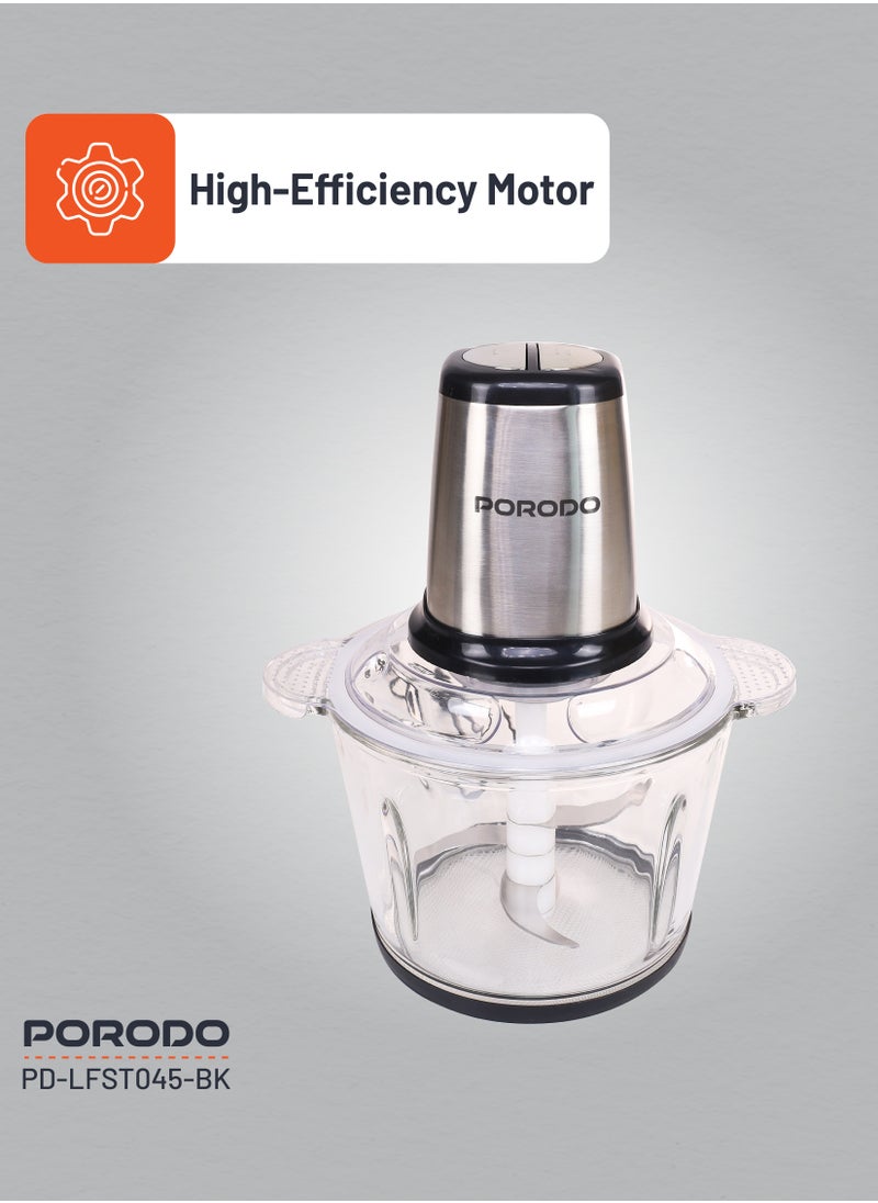 porodo - 3L Multifunctional Chopper 400W / Meat Chopper / Food Processor / Shreds/Slices/Kneads/ Grinds/ Garlic Peeler - Black - Image 1