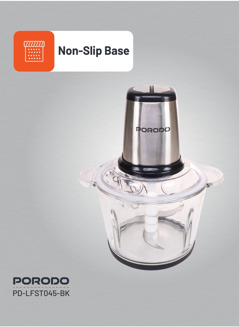 porodo - 3L Multifunctional Chopper 400W / Meat Chopper / Food Processor / Shreds/Slices/Kneads/ Grinds/ Garlic Peeler - Black - Image 1