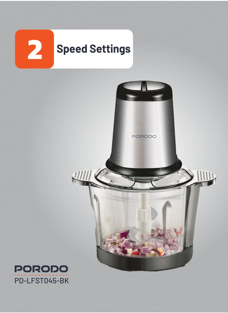 porodo - 3L Multifunctional Chopper 400W / Meat Chopper / Food Processor / Shreds/Slices/Kneads/ Grinds/ Garlic Peeler - Black - Image 1