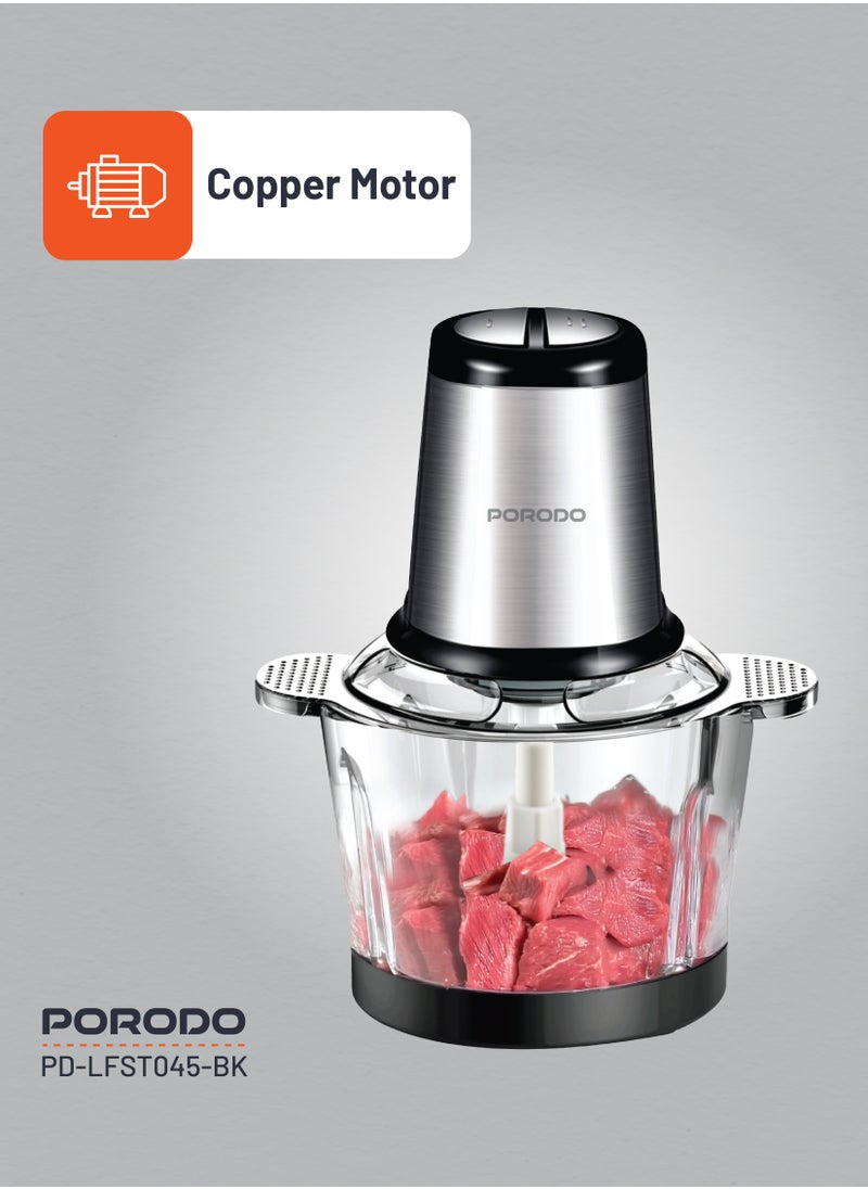 porodo - 3L Multifunctional Chopper 400W / Meat Chopper / Food Processor / Shreds/Slices/Kneads/ Grinds/ Garlic Peeler - Black - Image 1
