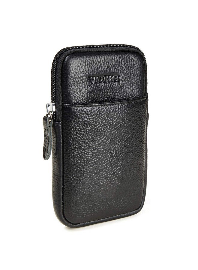 VIIGER Leather Cell Phone Pouch Cellphone Belt Clip Holster Compatible with iPhone 16 Pro Max 15 Pro Max with Phone Case Dual Pocket Universal Smartphone Belt Loop Pouch Bag for Samsung S24 Ultra  - Image 1