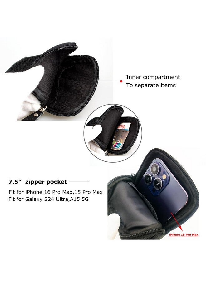 VIIGER Leather Cell Phone Pouch Cellphone Belt Clip Holster Compatible with iPhone 16 Pro Max 15 Pro Max with Phone Case Dual Pocket Universal Smartphone Belt Loop Pouch Bag for Samsung S24 Ultra  - Image 4
