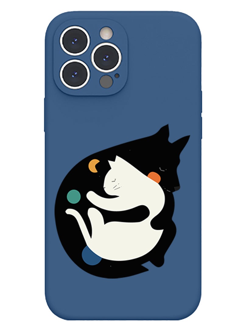 Theodor Protective Slim Fit Case Liquid Silicone Cover with Full Body Protection Anti-Scratch Shockproof Case For iPhone 13 Pro Max Blue  - mother mama Black copy - Image 1