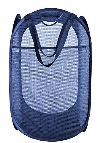 Dazz DAZZ PRO-MART  Deluxe Mesh Pop-Up Laundry Hamper with Side Pocket and Handles, Blue - Image 1