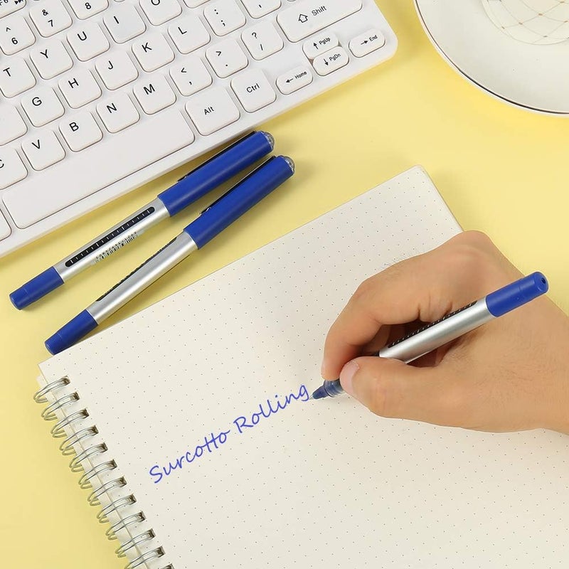Surcotto Rollerball Pen, 0.5mm Blue Gel Pens Smooth Ballpoint Pen Quick-Drying Liquid Ink Rollerball Pens - Pack of 12 - Image 4