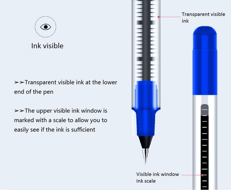 Surcotto Rollerball Pen, 0.5mm Blue Gel Pens Smooth Ballpoint Pen Quick-Drying Liquid Ink Rollerball Pens - Pack of 12 - Image 2