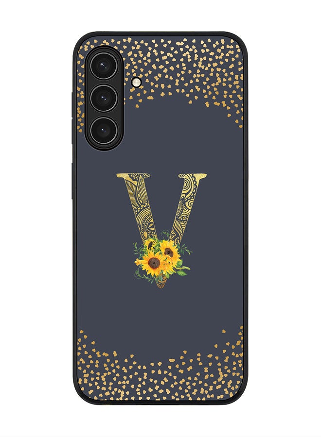 For Samsung Galaxy A17 / A17 4G Case,Slim fit Camera Protection, Shockproof Thin Phone cover  - Custom Floral Monogram - V  (Grey )