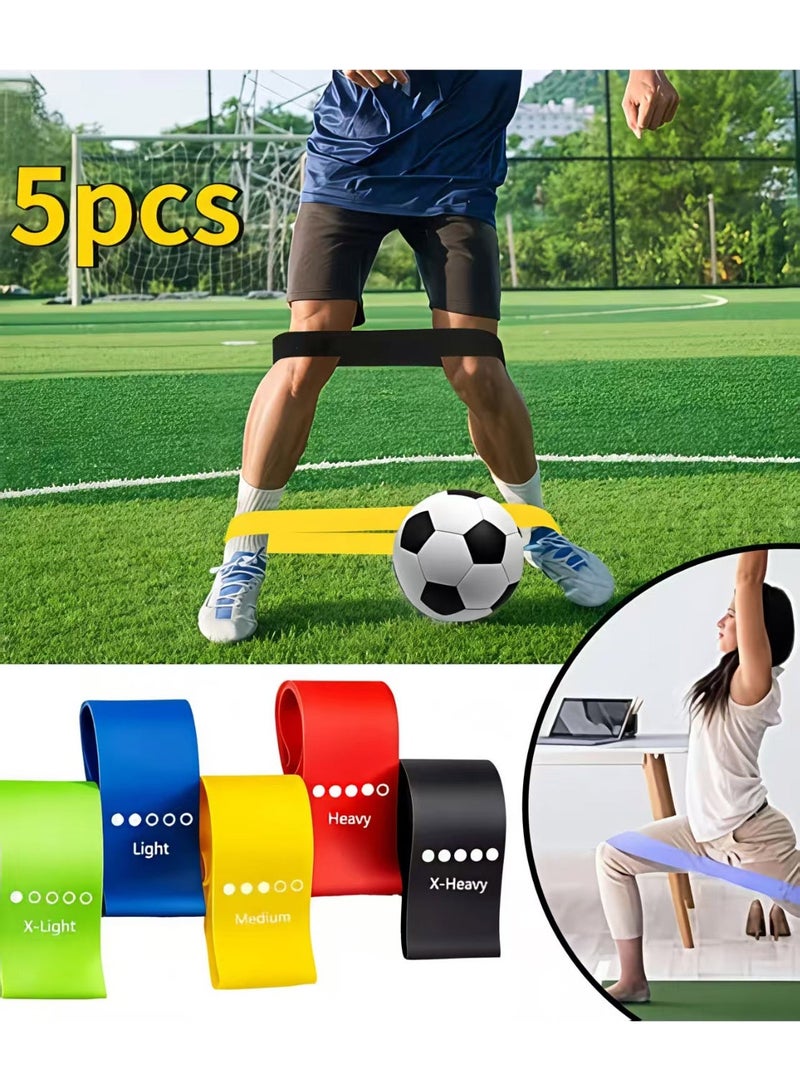Resistance Bands Set, 5pcs Assorted Pounds Strength Training Exercise Resistance Loops Stretch Bands, Gym Fitness Yoga Workout Resistance Loops Bands for Arm Legs and hips - Image 1