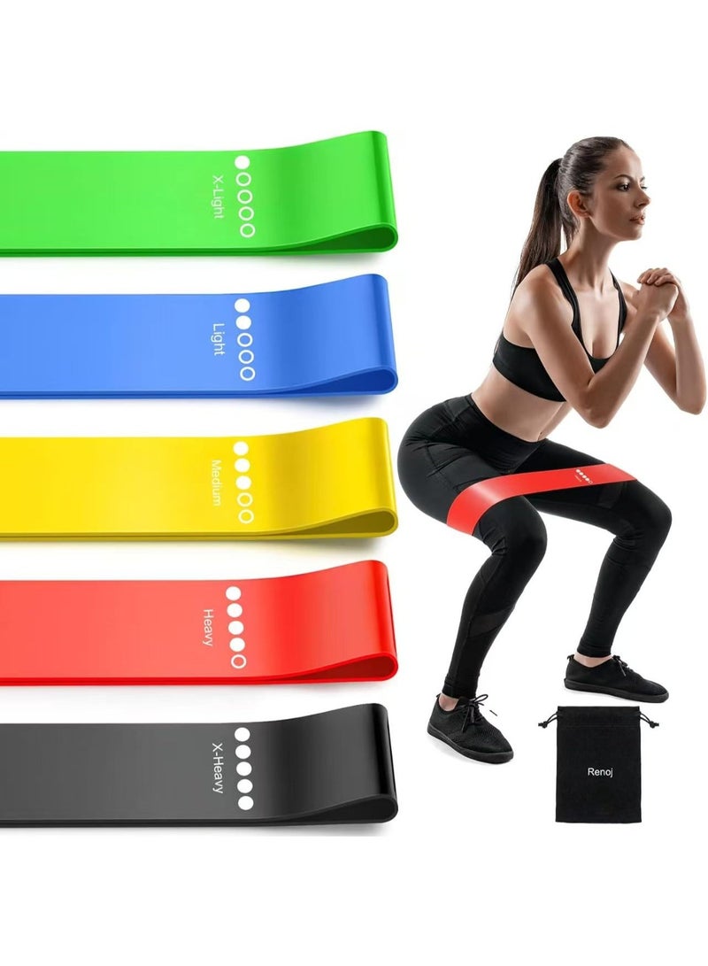 Resistance Bands Set, 5pcs Assorted Pounds Strength Training Exercise Resistance Loops Stretch Bands, Gym Fitness Yoga Workout Resistance Loops Bands for Arm Legs and hips - Image 2