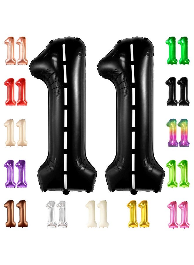 KATCHON كاتش أون، بالون سيارة سباق عملاق رقم 11 - 40 بوصة | بالون عملاق رقم 11 أسود لتزيين حفلات عيد ميلاد سيارات السباق | تزيينات عيد الميلاد الحادي عشر بالونات سيارات السباق | تزيين سيارات عيد الميلاد الحادي عشر - Image 1