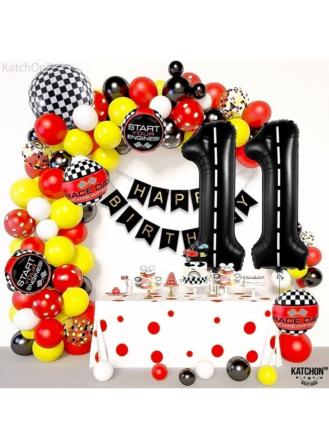 KATCHON كاتش أون، بالون سيارة سباق عملاق رقم 11 - 40 بوصة | بالون عملاق رقم 11 أسود لتزيين حفلات عيد ميلاد سيارات السباق | تزيينات عيد الميلاد الحادي عشر بالونات سيارات السباق | تزيين سيارات عيد الميلاد الحادي عشر - Image 5