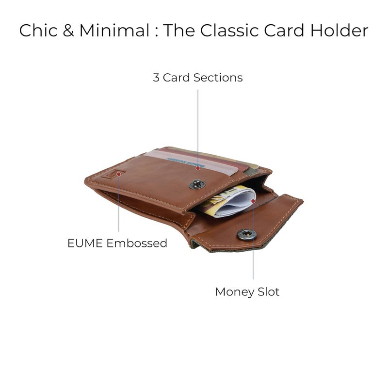 EUME Nova Card Holder for Men & Women, Rustic Green | Slim Premium Vegan Leather | 3 Card Slots & 1 Flap Pocket | Slim & Durable Design | Card Holder Wallet for Credit, Debit, & Id Cards - Image 4