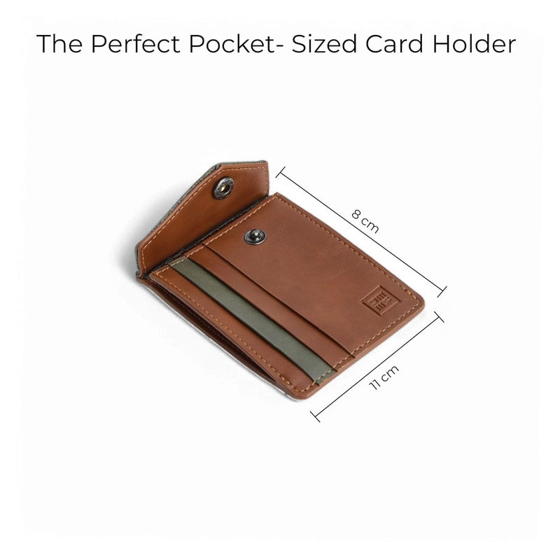 EUME Nova Card Holder for Men & Women, Rustic Green | Slim Premium Vegan Leather | 3 Card Slots & 1 Flap Pocket | Slim & Durable Design | Card Holder Wallet for Credit, Debit, & Id Cards - Image 3