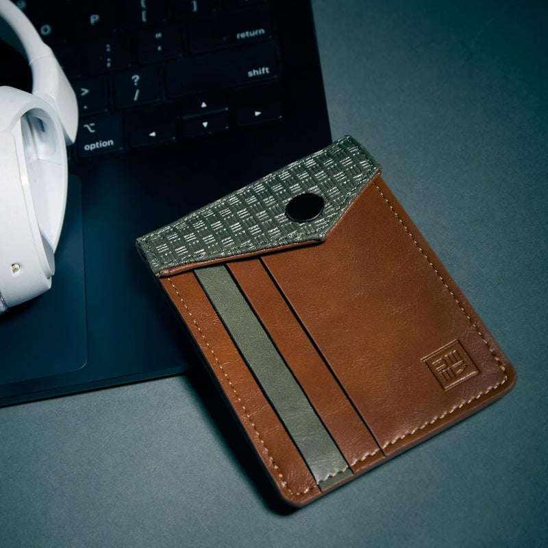 EUME Nova Card Holder for Men & Women, Rustic Green | Slim Premium Vegan Leather | 3 Card Slots & 1 Flap Pocket | Slim & Durable Design | Card Holder Wallet for Credit, Debit, & Id Cards - Image 2