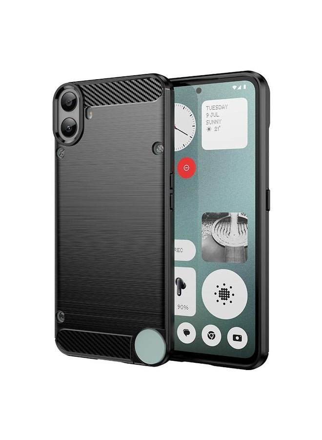 HuHa For Nothing CMF Phone 1 Carbon Fiber Brushed Texture TPU Phone Case(Black)  - Image 1