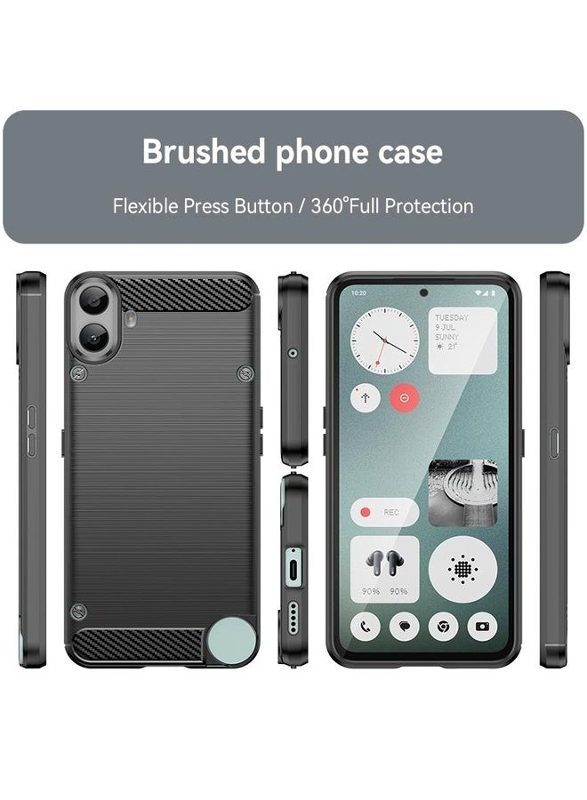 HuHa For Nothing CMF Phone 1 Carbon Fiber Brushed Texture TPU Phone Case(Black)  - Image 2