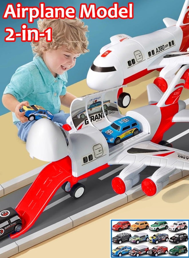 Morph orbital aircraft model Model airplane toys for children A380 airliner model Store your car Forward by inertia Contains 12 cars - Image 1