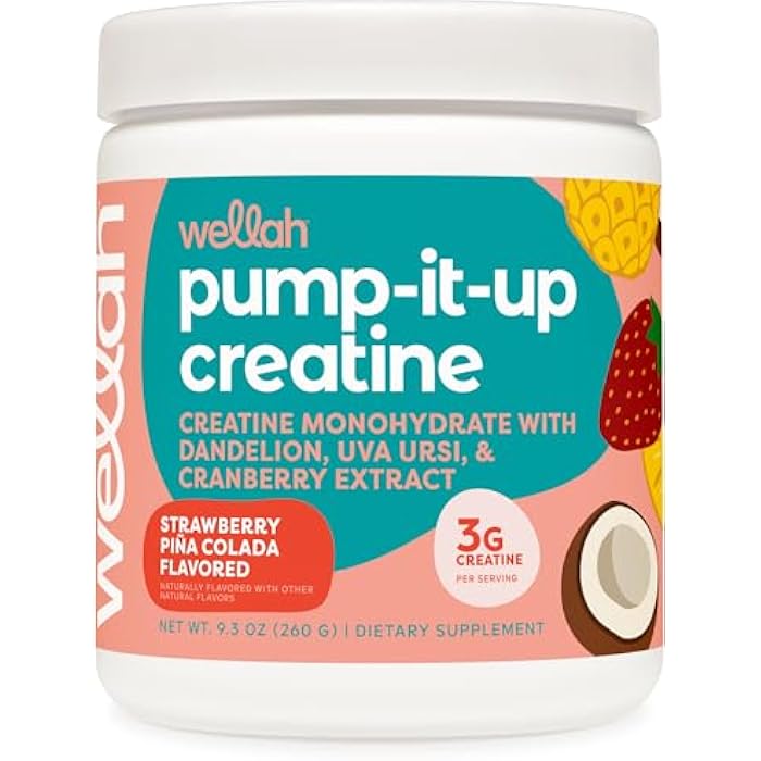 Wellah Creatine for Women (50 Servings, Strawberry Pina Colada) - Creatine Monohydrate with Dandelion & Cranberry Extract - Image 1