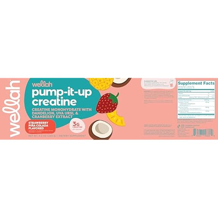 Wellah Creatine for Women (50 Servings, Strawberry Pina Colada) - Creatine Monohydrate with Dandelion & Cranberry Extract - Image 5