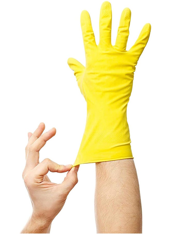 Home Pro - Home Pro Cleaning Gloves Large Reusable Dishwashing Gloves Rubber Hand Yellow Gloves Stretchable Gloves For Washing Cleaning Kitchen Long Dish Glove For Household Yellow 18 x 12 x 4 Centimeters - Image 1