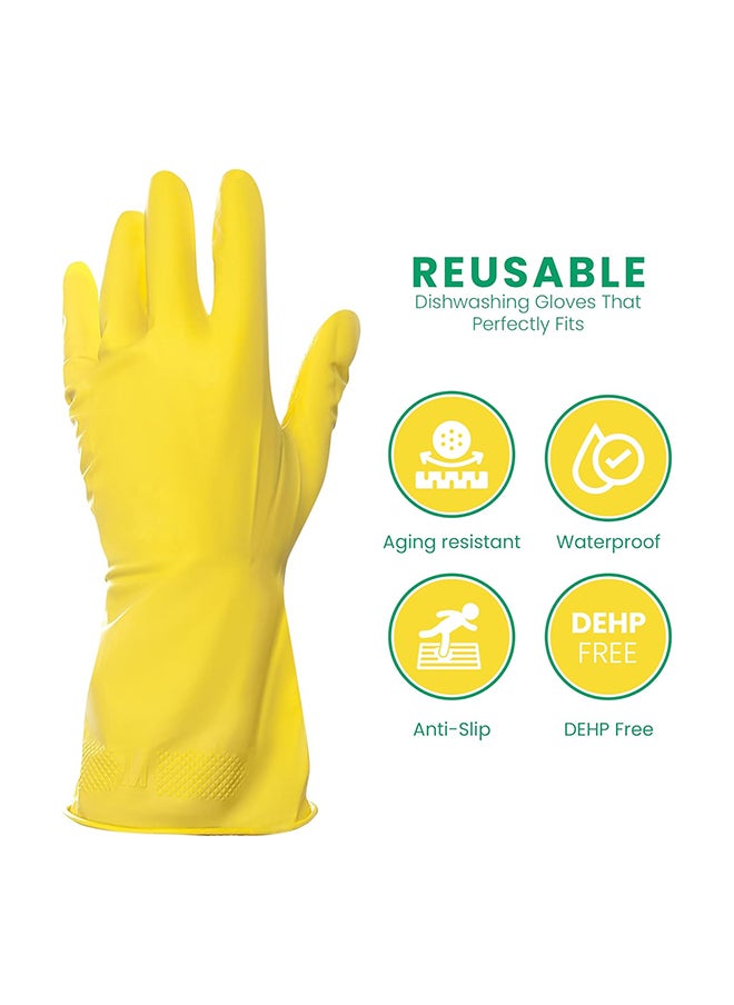 Home Pro - Home Pro Cleaning Gloves Large Reusable Dishwashing Gloves Rubber Hand Yellow Gloves Stretchable Gloves For Washing Cleaning Kitchen Long Dish Glove For Household Yellow 18 x 12 x 4 Centimeters - Image 1