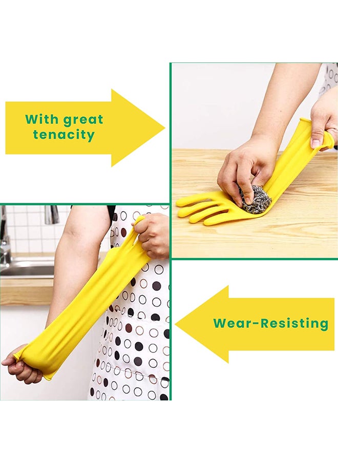 Home Pro - Home Pro Cleaning Gloves Large Reusable Dishwashing Gloves Rubber Hand Yellow Gloves Stretchable Gloves For Washing Cleaning Kitchen Long Dish Glove For Household Yellow 18 x 12 x 4 Centimeters - Image 1