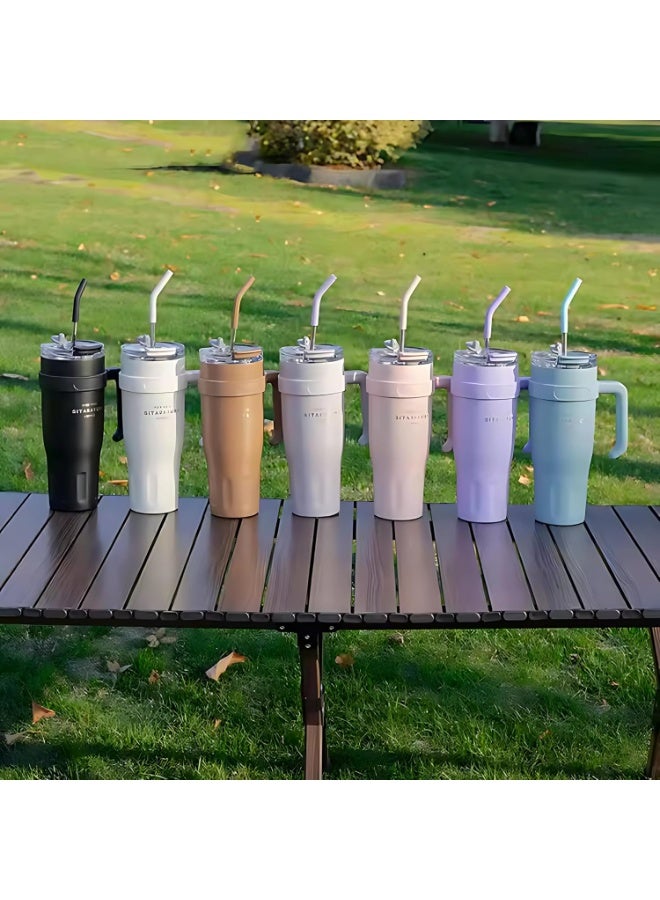 Mobcos 40oz Stainless Steel Tumbler with Handle – Leakproof, Insulated Travel Mug with Lid &amp; Straw – Reusable Double-Wall Vacuum Cup for Hot &amp; Cold Drinks for Girls and Boys for Outdoor (Black) - Image 5