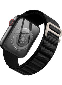 Alpine Loop Nylon Bands Compatible with Apple Watch Band 42mm 44mm 45mm 49mm Women Mens, Adjustable Sport with Metal G-Hook Braided Strap for iWatch Ultra Series SE 8/7/6/5/4/3/2/1 Black