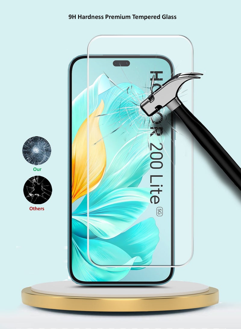 جيماكس واقي شاشة من الزجاج المقوى بحواف منحنية 9H 2.5D من سلسلة Premium لهاتف Honor 200 Lite 5G 2024 شفاف - Image 3