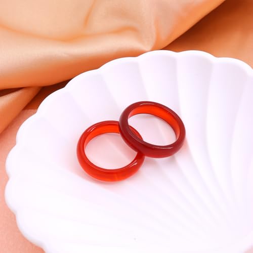 FUTIMELY 2Pcs 6mm Red Carnelian Crystal Rings Set for Women Agate Carnelian Stone Stackable Band Ring (8) - Image 2