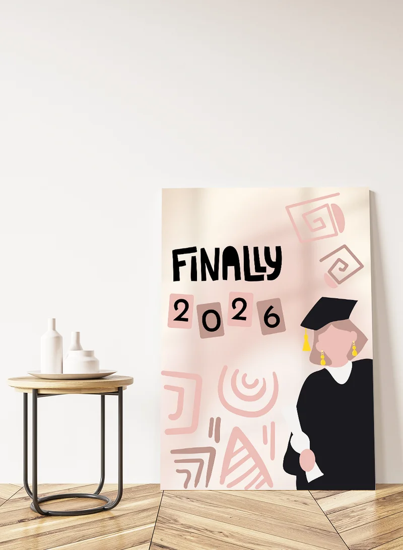 LOWHA Class of 2026 Graduation Canvas Wall Art Stretched Over Wooden Frame with Finally Design