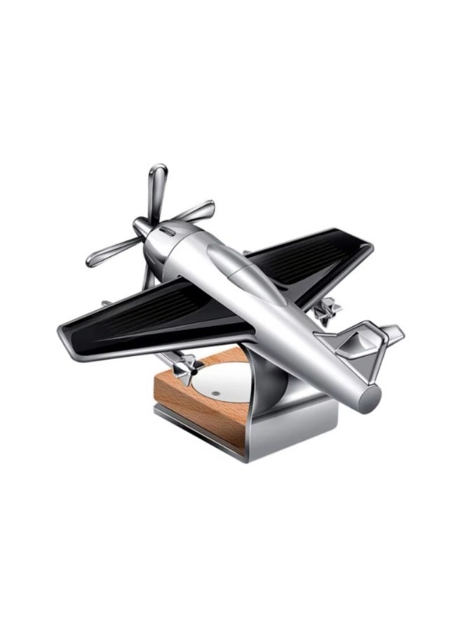 Helicopter Car Air Freshener Solar Energy, Auto Rotating Interior Decoration Accessories Solar Powered Aromatherapy Diffuser(Black Sliver) - Image 1