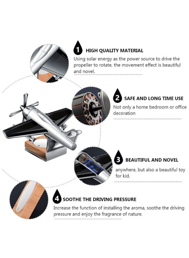 Helicopter Car Air Freshener Solar Energy, Auto Rotating Interior Decoration Accessories Solar Powered Aromatherapy Diffuser(Black Sliver) - Image 3
