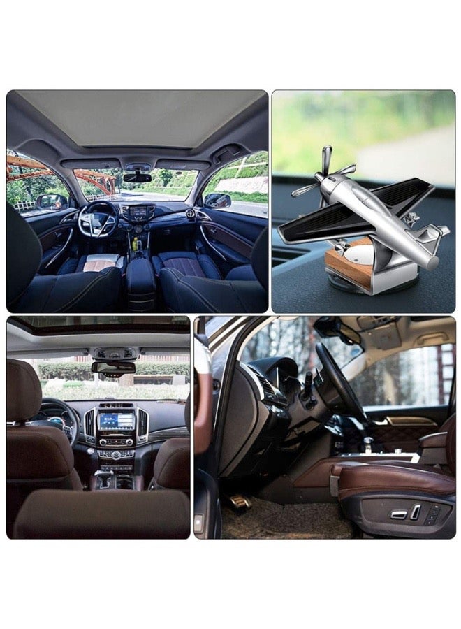 Helicopter Car Air Freshener Solar Energy, Auto Rotating Interior Decoration Accessories Solar Powered Aromatherapy Diffuser(Black Sliver) - Image 2