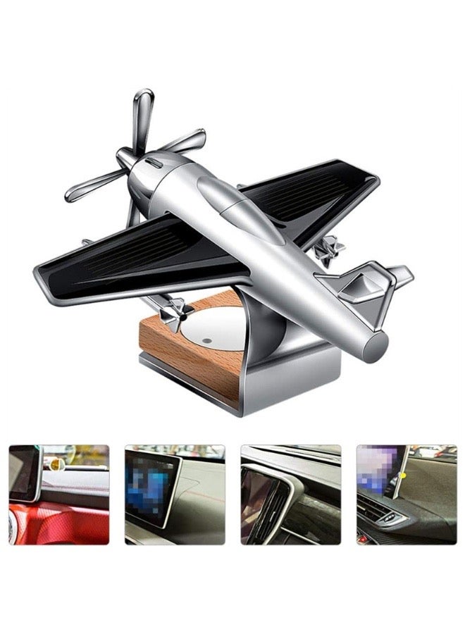 Helicopter Car Air Freshener Solar Energy, Auto Rotating Interior Decoration Accessories Solar Powered Aromatherapy Diffuser(Black Sliver) - Image 4