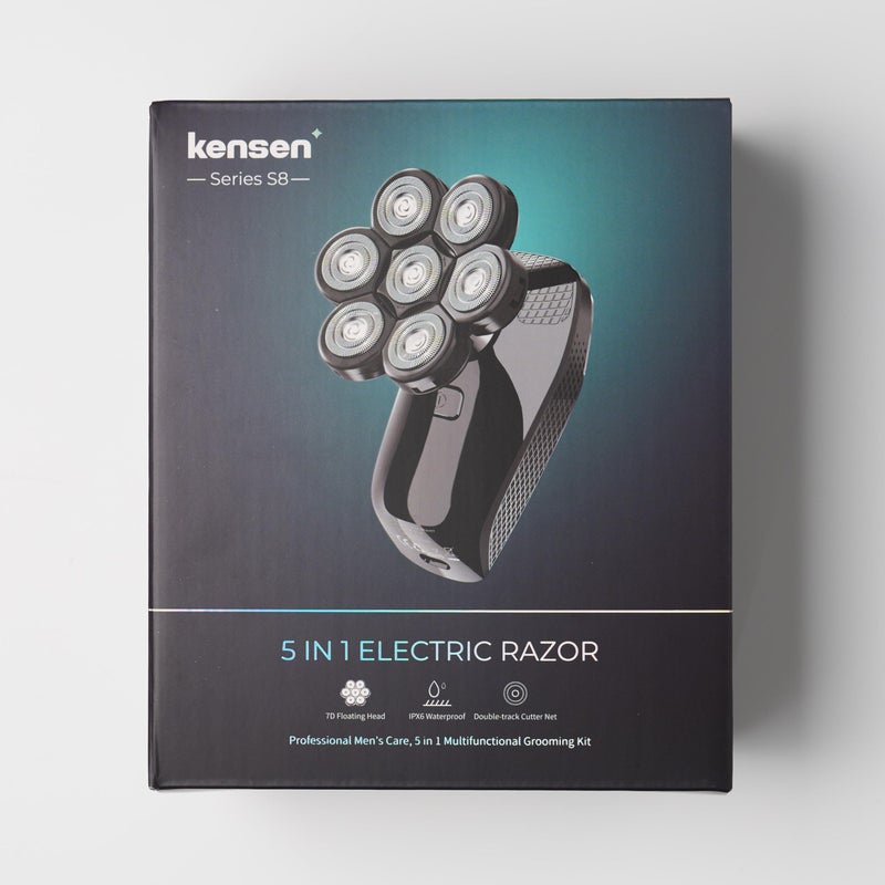 kensen 7D Head Shavers for Bald Men - 5 in 1 kensen Electric Head Hair Shaver, Head Electric Razor with Nose Hair & Beard Trimmer Cordless Rechargeable IPX6 Waterproof Wet Dry LED Display Gifts Travel Case - Image 1