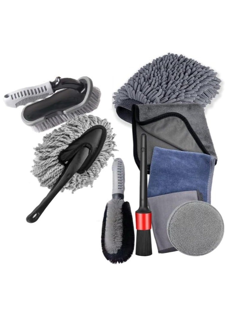 Sylqvxh Car Detailing Kit -9 Piece Detailing Brush Set - Car Wash Kit wiWheel Brush for Car Alloy Wheel Tyre Brush Cleaning, Wheel Cleaner Brush- Exterior and Interior Car Cleaning Kit - Image 1