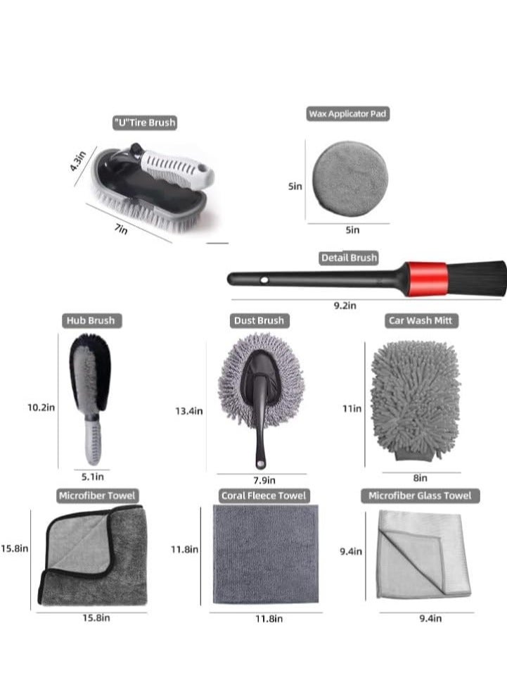 Sylqvxh Car Detailing Kit -9 Piece Detailing Brush Set - Car Wash Kit wiWheel Brush for Car Alloy Wheel Tyre Brush Cleaning, Wheel Cleaner Brush- Exterior and Interior Car Cleaning Kit - Image 5